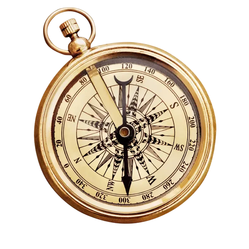 A brass compass