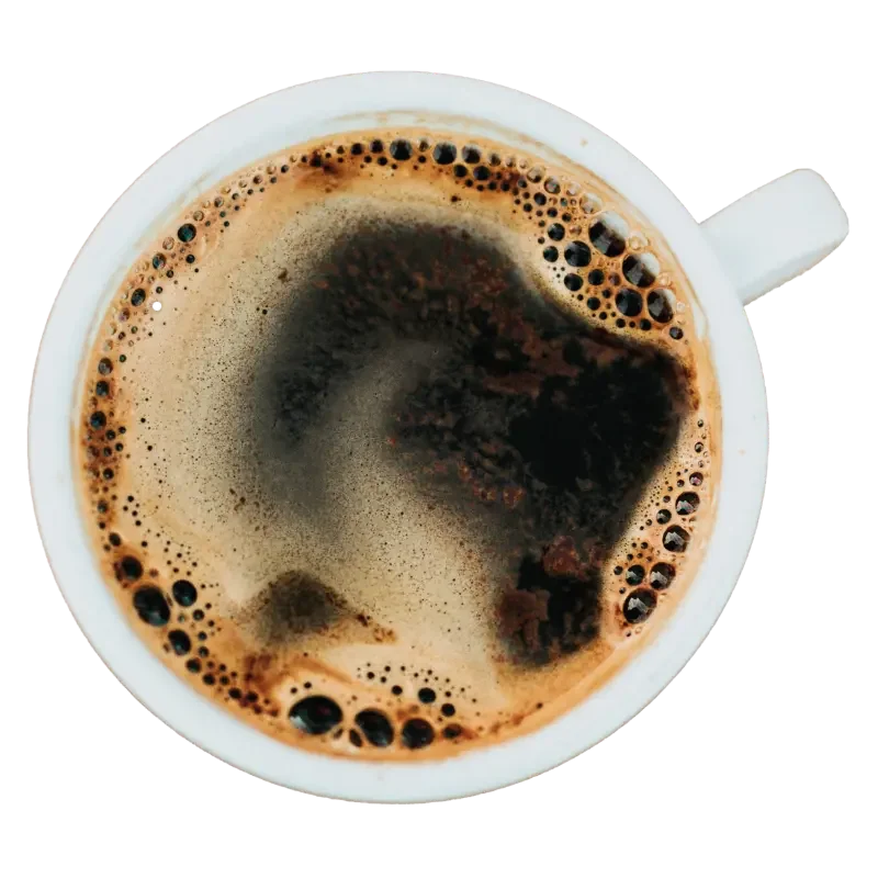 A cup of coffee seen from above